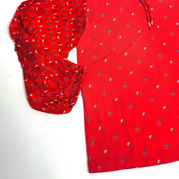 Anthro Maeve Jacquin Red Printed Peasant Blouse - XS - Picture 4 of 9